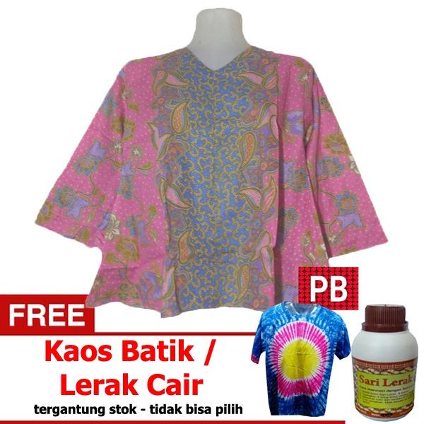 Pasar Beringharjo Fashion Baju Kemeja Atasan Dress Katun Batik Wanita Dewasa Kerja Kantor Kasual - Non Seragam Sarimbit Couple Keluarga Murah - Blouse Lengan Pendek 3/4 - Terbaru Modern - Kencana Biru Non Furing Muslim Gamis Hijab Tunik