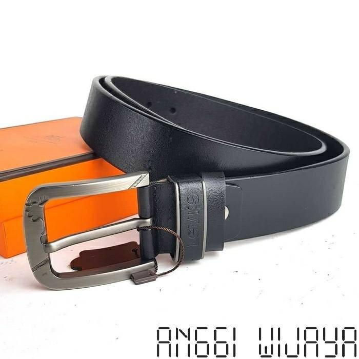 IKAT PINGGANG GESPER BELT PRIA KULIT IMPORT KEPALA JARUM JAMAN SEKARANG LVS07AW