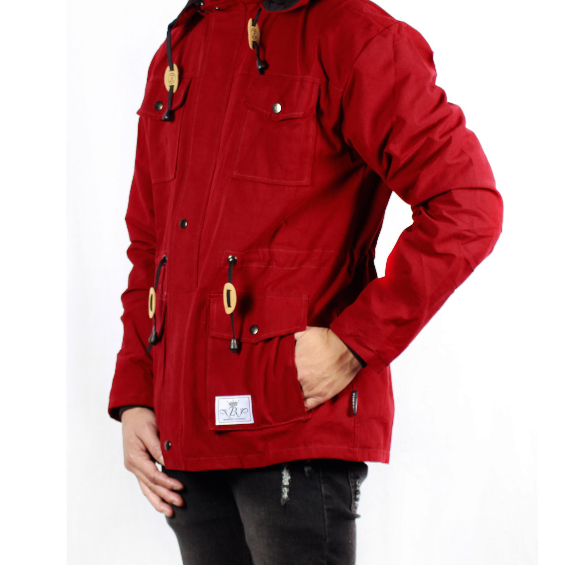 Detail Gambar Jaket Parka Canvas Premium Zurrel Maroon Terbaru