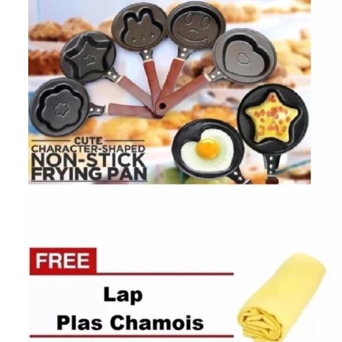 Ion Teflon Mini Non Stick Frying Fry Pan - Wajan Masak Karakter Motif Anti Lengket Random + Free Lap Chamois 1 Pcs Random Colour