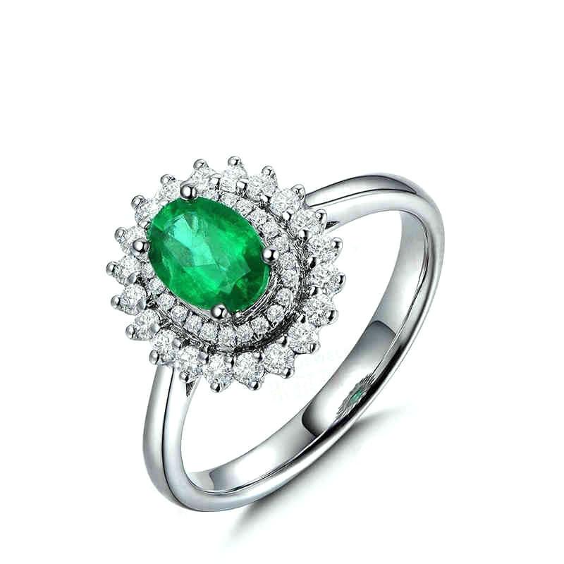 Tiaria 18K ED013 Gold and Diamond Emerald Cincin Berlian Emas Wanita.