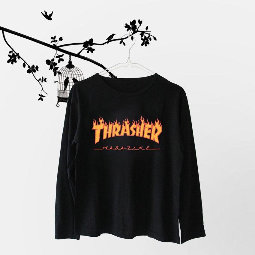 ELLIPSES.INC Tumblr Tee / T-Shirt / Kaos Wanita Thrasher - Hitam Lengan Panjang