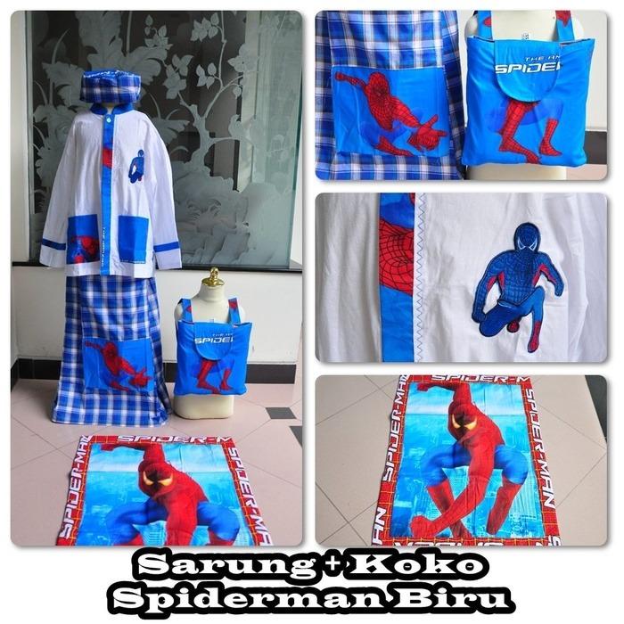 Sarung + Koko motif kartun spdm, Biru (Size M)