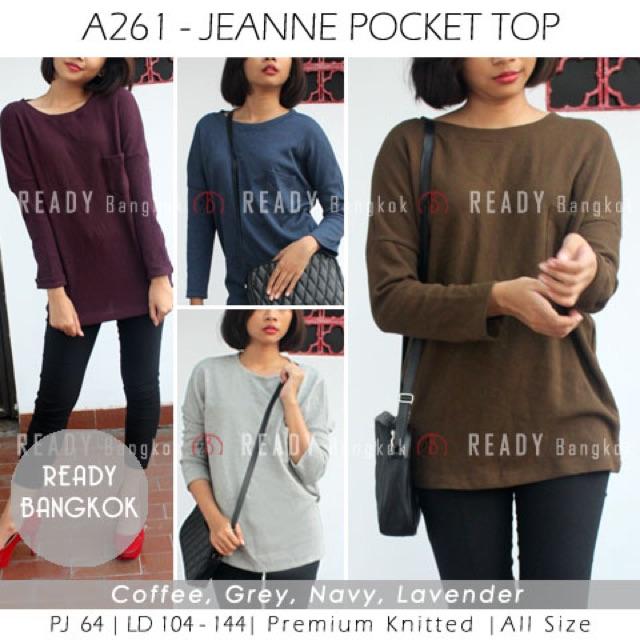 JUAL RUGI!! SALE PROMO JEANNE POCKET TOP IMPORT BANGKOK HIGH QUALITY ATASAN RAJUT KNIT WANITA