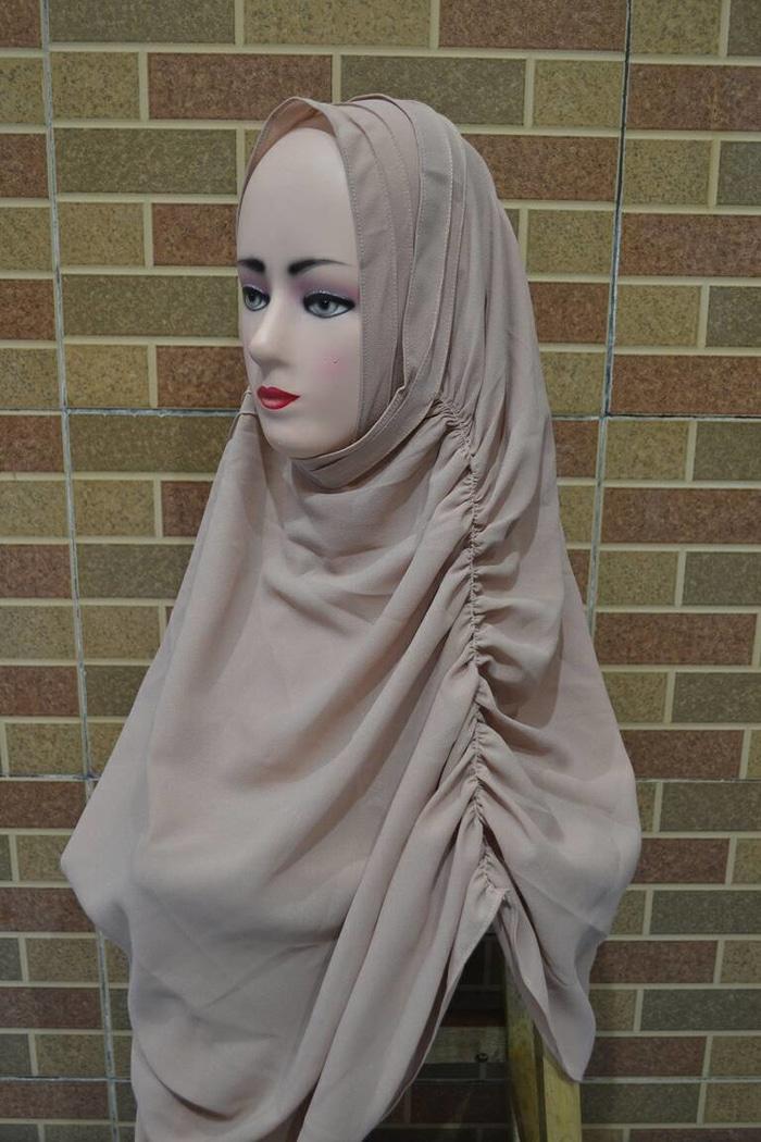 Jilbab Instan Unik Dan Keren Warna Cokrlat Muda Dengan 2 Faces