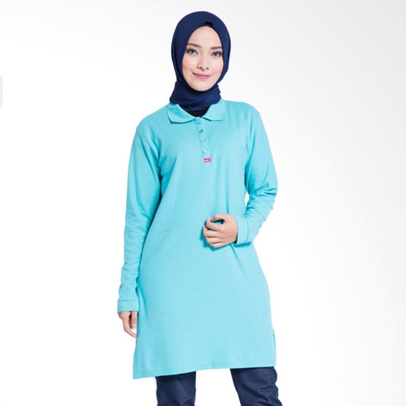 Dauky Long Polo Shirt Atasan Muslim Wanita - Light Blue 534
