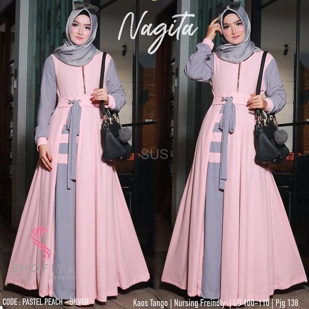 Cek Harga Baru Nagita Dress Hijab Kekinian Maxi Baju Muslim Baru