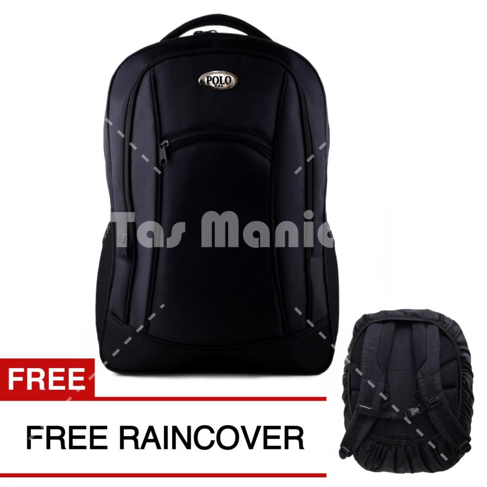 Polo Campus BLACK BOMBER Laptop Backpack + FREE Raincover 111