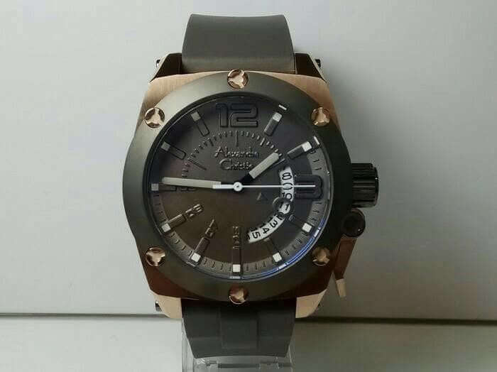 JAM TANGAN PRIA ALEXANDER CHRISTIE AC 6456 SINGNATUR LIGHT GOLD RUBBER