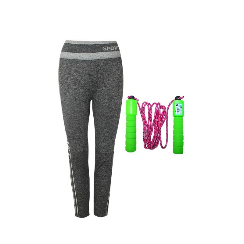 EELIC CLJ-022319 MIX1 PUTIH-HIJAU Celana Leging Sport 0022 Motif Garis Putih + JUR- KY319 Skipping Jump Rope Lompat Tali With Counter