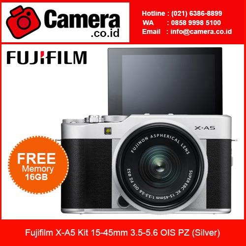 Fujifilm X-A5 Kit 15-45mm 3.5-5.6 OIS PZ (Silver) Kamera Mirrorless