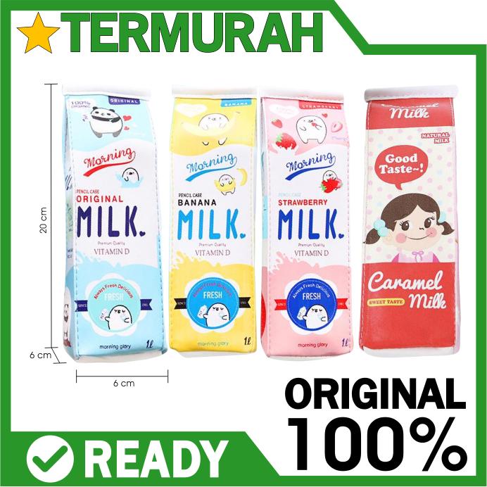 New Creative Simulation Of Milk Cartoon Pencil Case Cute PU Pen Bag Stationery Pouch for Student School Supplies blue Cartons Kawaii Office Red Milk Tempat Pensil Lucu Unik Kotak Susu Anak Kids Box Caramel Good Taste