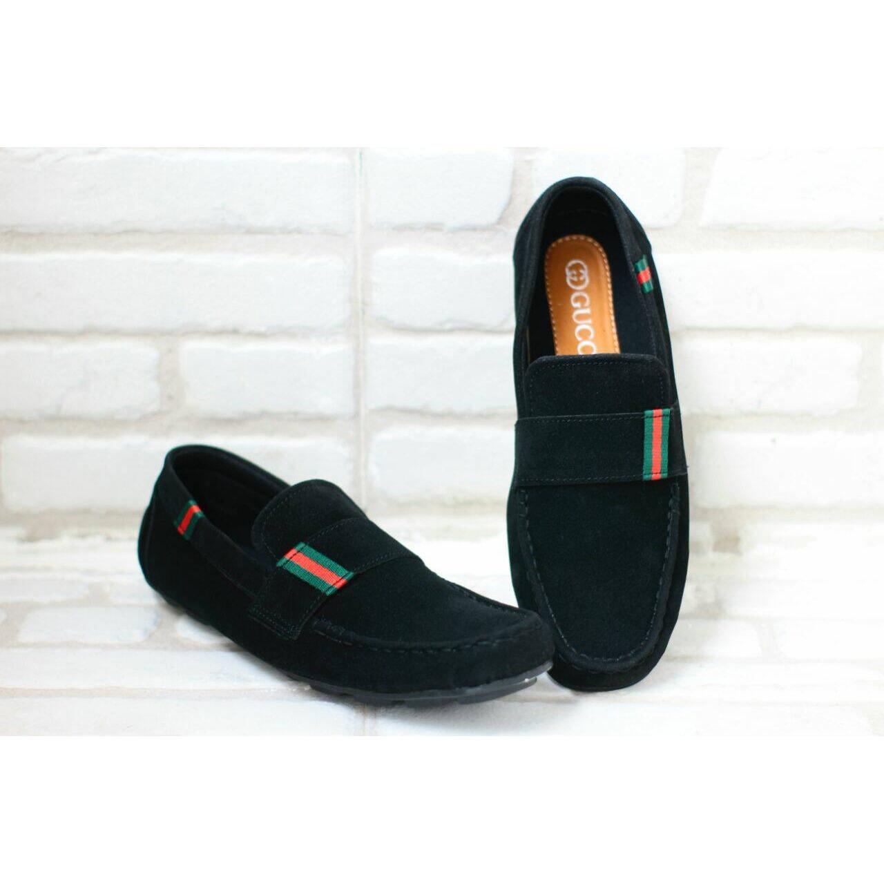 sepatu pria santai loafer slip-on semi formal gucci premium lokal made in bandung