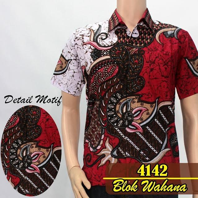 Baju Batik Pekalongan Murah Lengan Pendek Hem Casual Kemeja Pria Formal Wahana