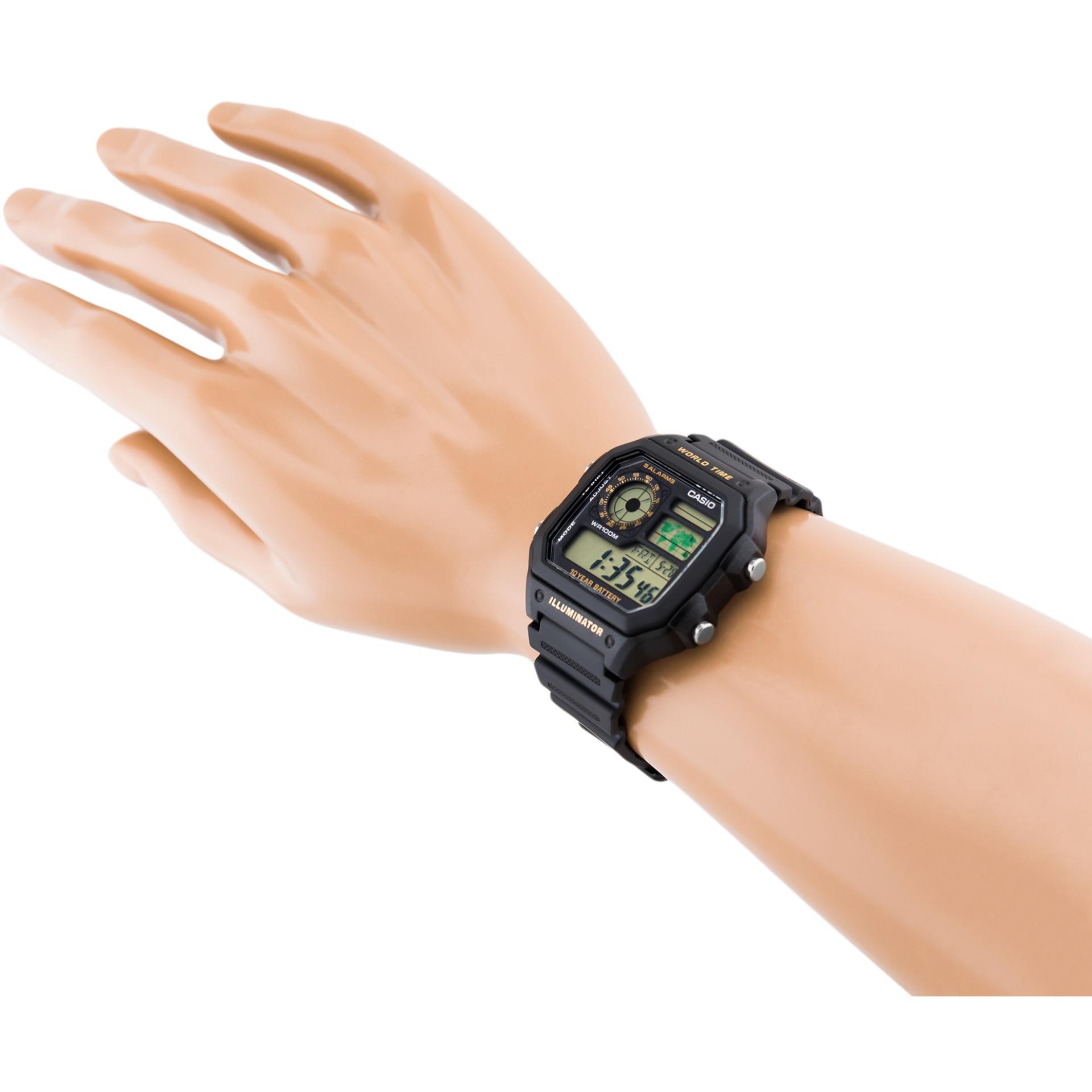 CASIO Illuminator AE-1200WH-1BVDF - Jam Tangan Pria - Tali Karet - Digital ...