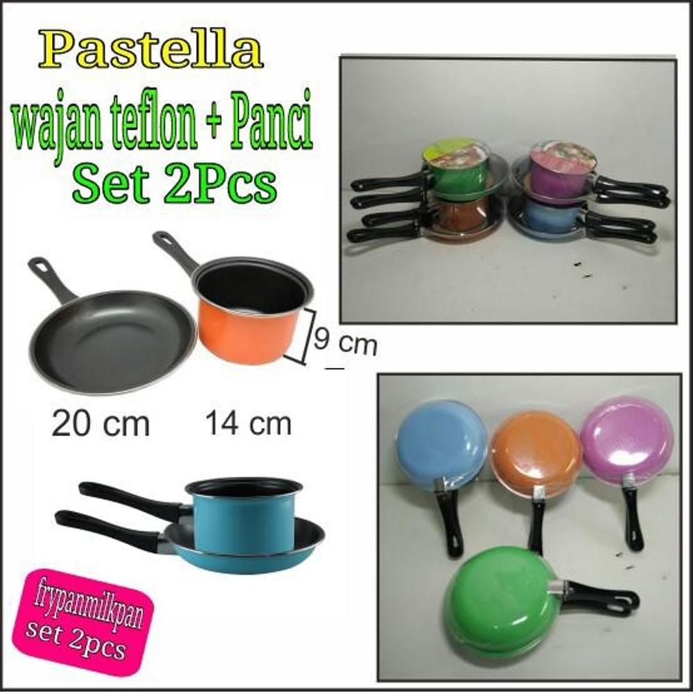 Pastela Frypan milkpan Set - Wajan Teflon panci Set - frypan 20 milkpan 14 Warna random