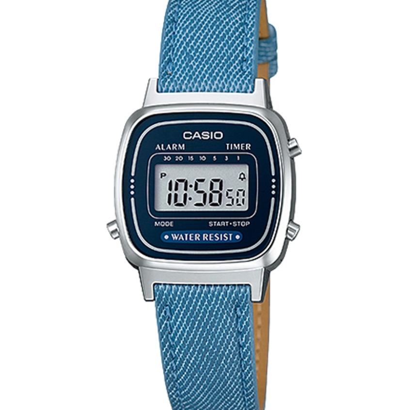 CASIO LA670WL-2A2DF - Digital - Illuminator - Jam Tangan Unisex - Bahan Tali Denim Look Like Leather - Blue