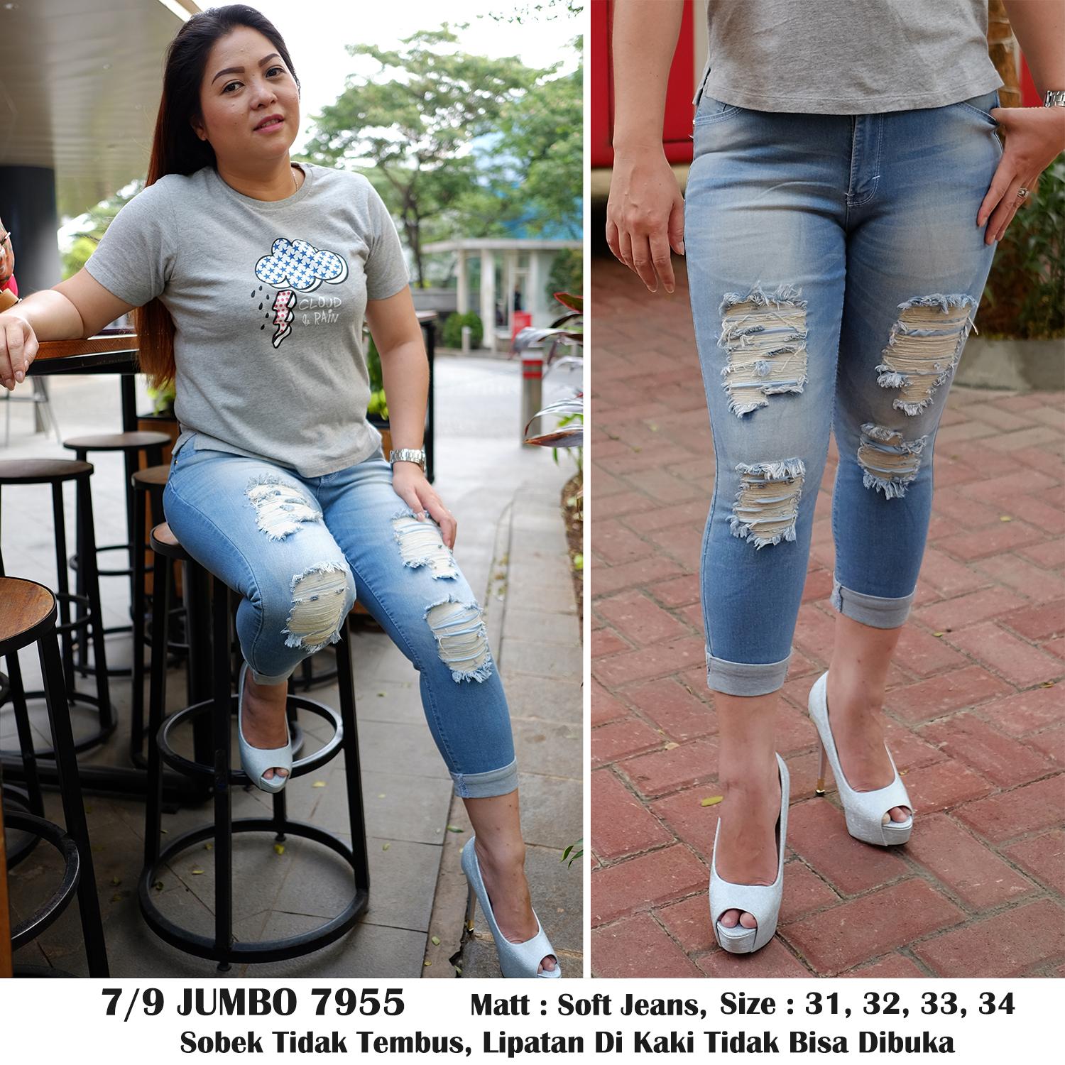 Fitur Rumah Jeans Celana Jeans Jumbo Wanita 7per9 Jumbo 7955 Ripped Detail Gambar Rumah Jeans Celana Jeans Jumbo Wanita 7per9 Jumbo 7955 Ripped Jeans Big Size Jeans Sobek Tidak Tembus Terbaru