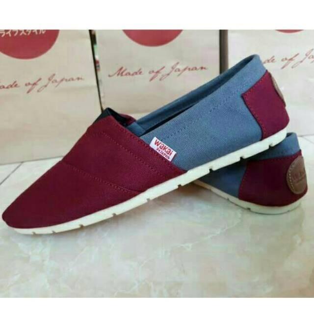 Lucky maharani shop sepatu wakai unisex marun mix abu murah
