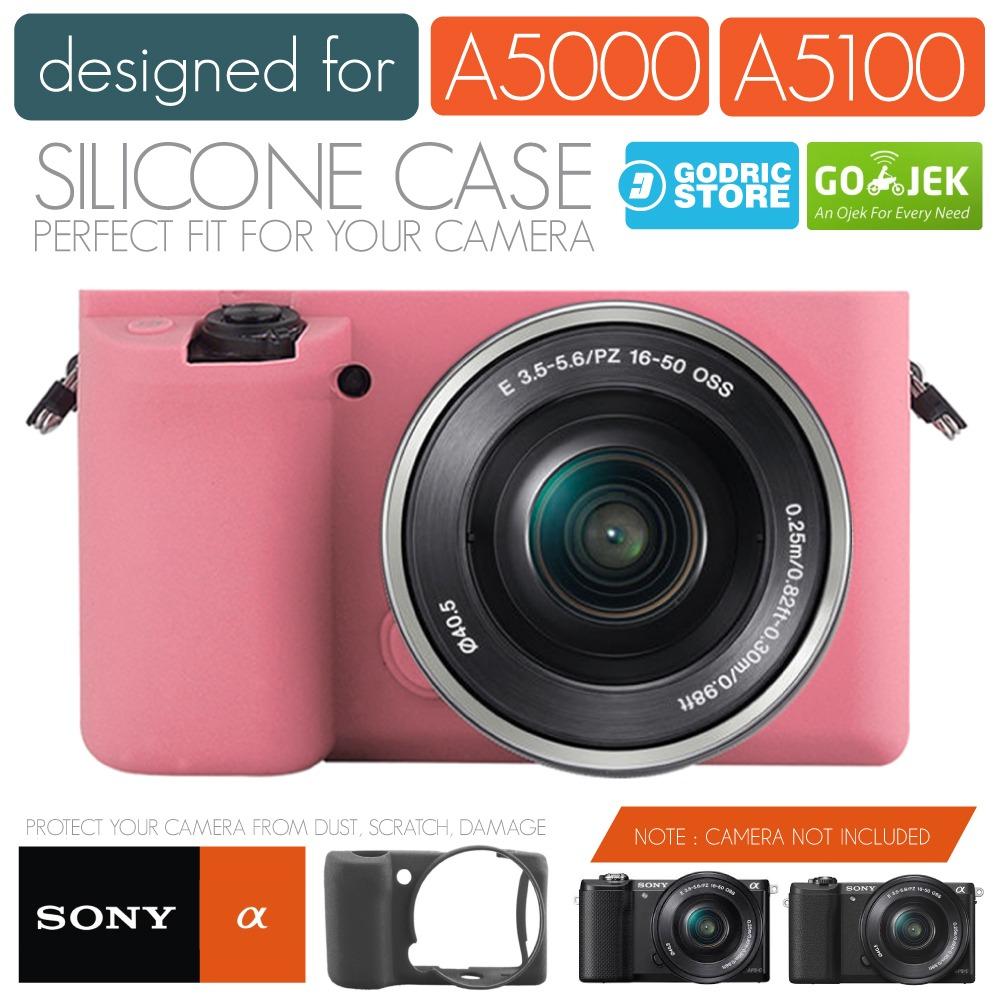 Godric Silicone Sony Alpha A5000 A5100 Silikon Case / Sarung Silicon Kamera Mirrorless - Pink Muda