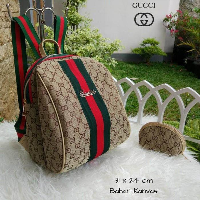Tas Wanita Ransel Gucci Keren Lagi Hits Hotlist Kanvas Backpack Krem