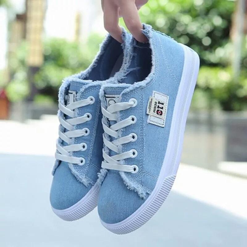 SEPATU WANITA MURAH KETS DENIM BIRU MUDA GFS-801