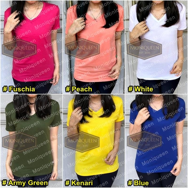 Kaos Vneck Polos Wanita - Kaos Basic Tshirt Januari 2019 - 3 Kaos Vneck Polos Wanita - Kaos Basic Tshirt - 3