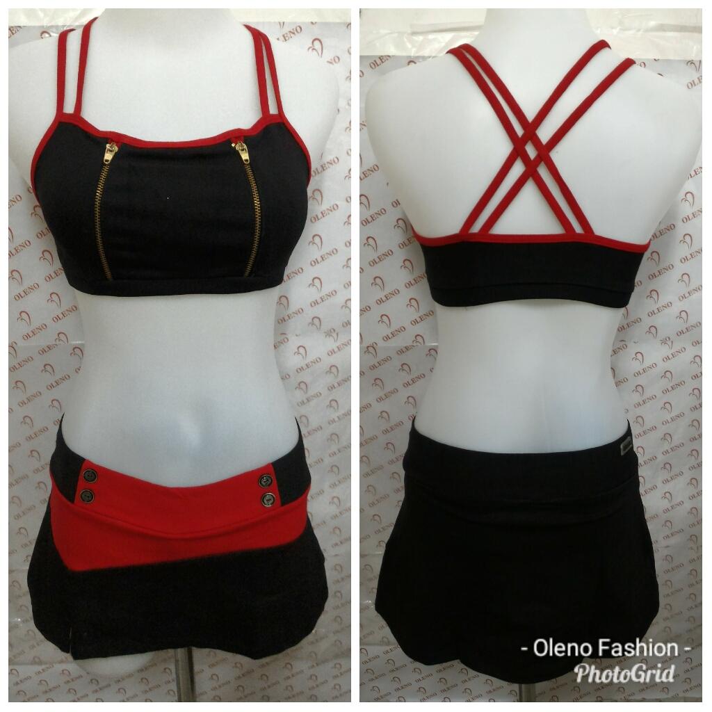 Oleno COD-Baju senam wanita set baju dan Rok Hitam- Bonus 1 pc pulpen