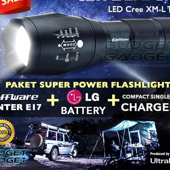 PAKET HEMAT Senter ULTRAFIRE LED Cree XM-L T6 2000 Lumens E17 termurah