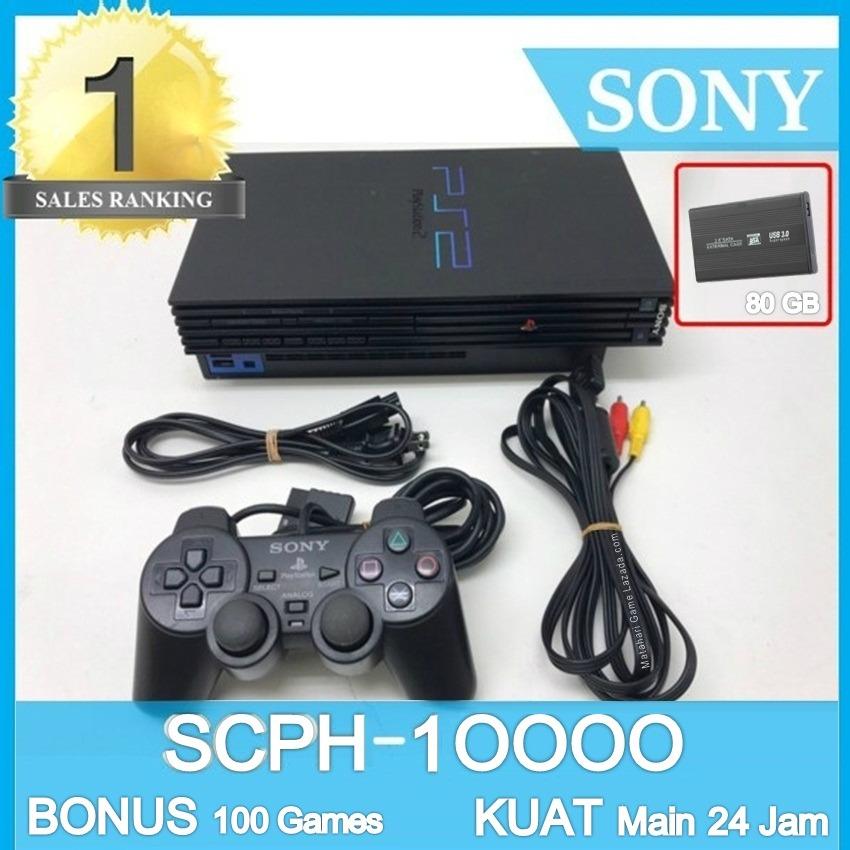 PS2 Paket Full - Sony Playstation Fat HDD 80GB + Free 2 Stik Getar Sony