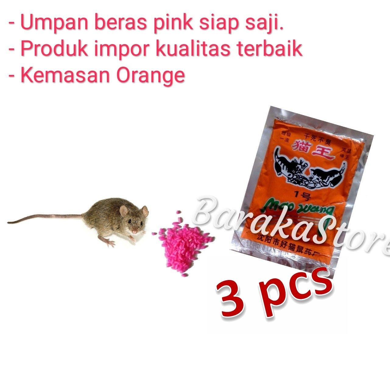 3 pcs Racun Pembasmi Hama Tikus bentuk beras ampuh Maowang Mao wang - Orange