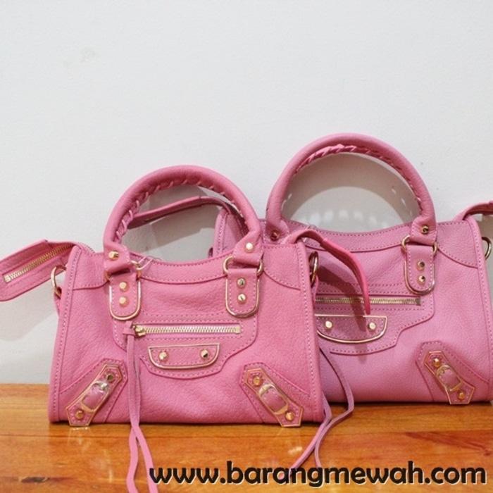 TAS BALENCIAGA SMALL CITY METALIC EDGE PINK GHW