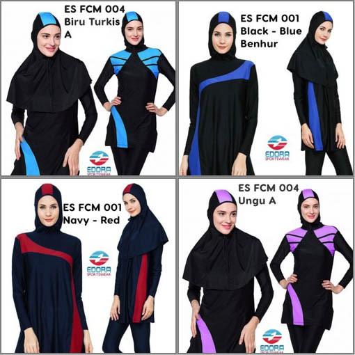 Baju Renang Muslimah Dewasa Edora Seri ES FCM / Baju Renang Muslim Syari dengan Jilbab