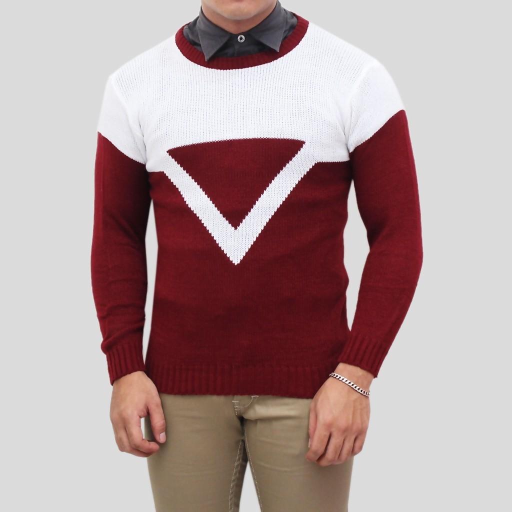 Beli Sekarang Sweater  Pria  Rajut  TRiangel Maroon Sweater  