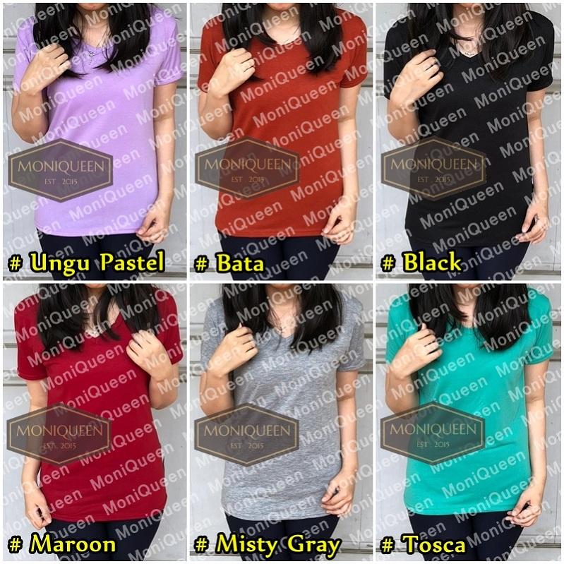 Kaos Vneck Polos Wanita - Kaos Basic Tshirt Januari 2019 - 4 Kaos Vneck Polos Wanita - Kaos Basic Tshirt - 4