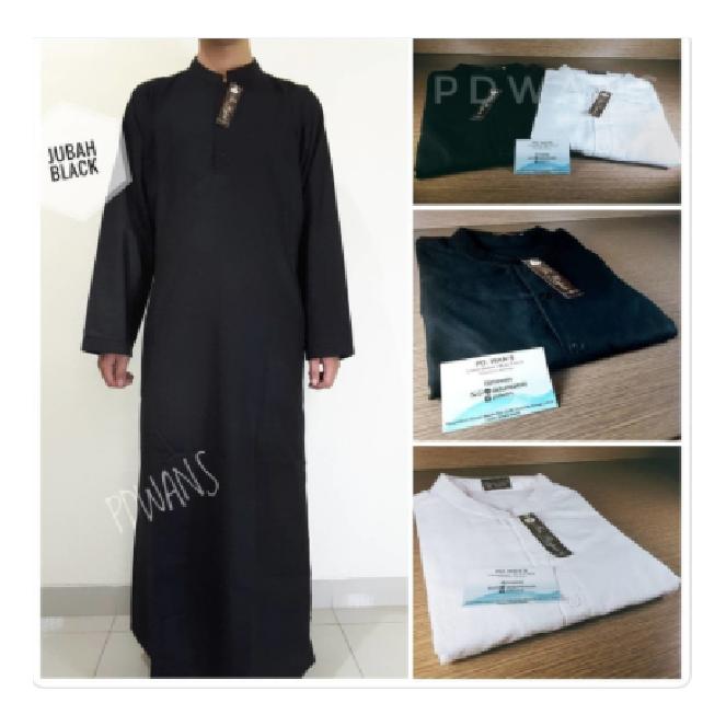 GAMIS / JUBAH Pria Polos Putih dan Hitam TANPA Bordir Baju Koko Jubah