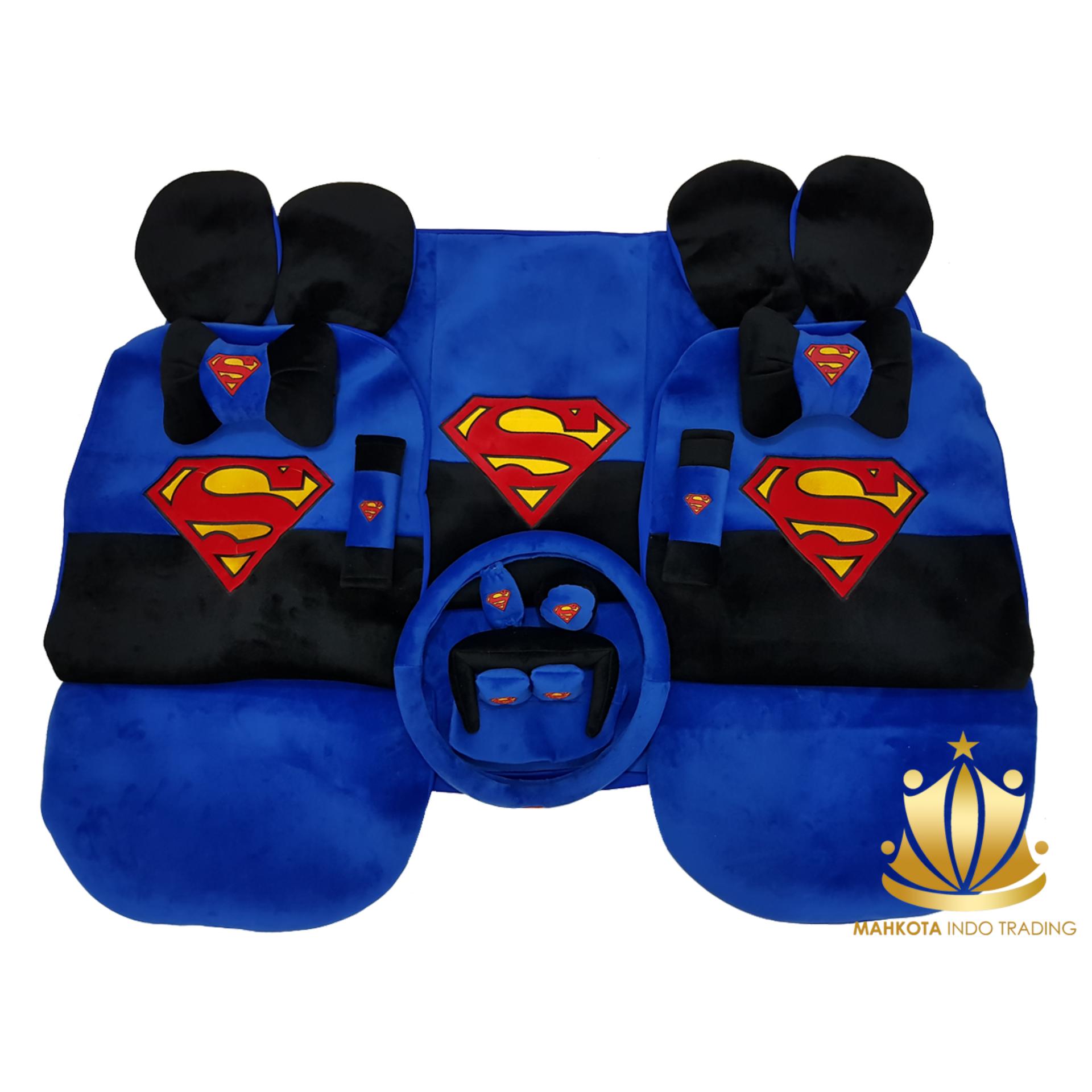 Sarung Jok 24in1 / Car Set / Bantal Mobil Superman All New Avanza / All New Xenia (Head-rest Tidak Menyatu) (3 Baris)
