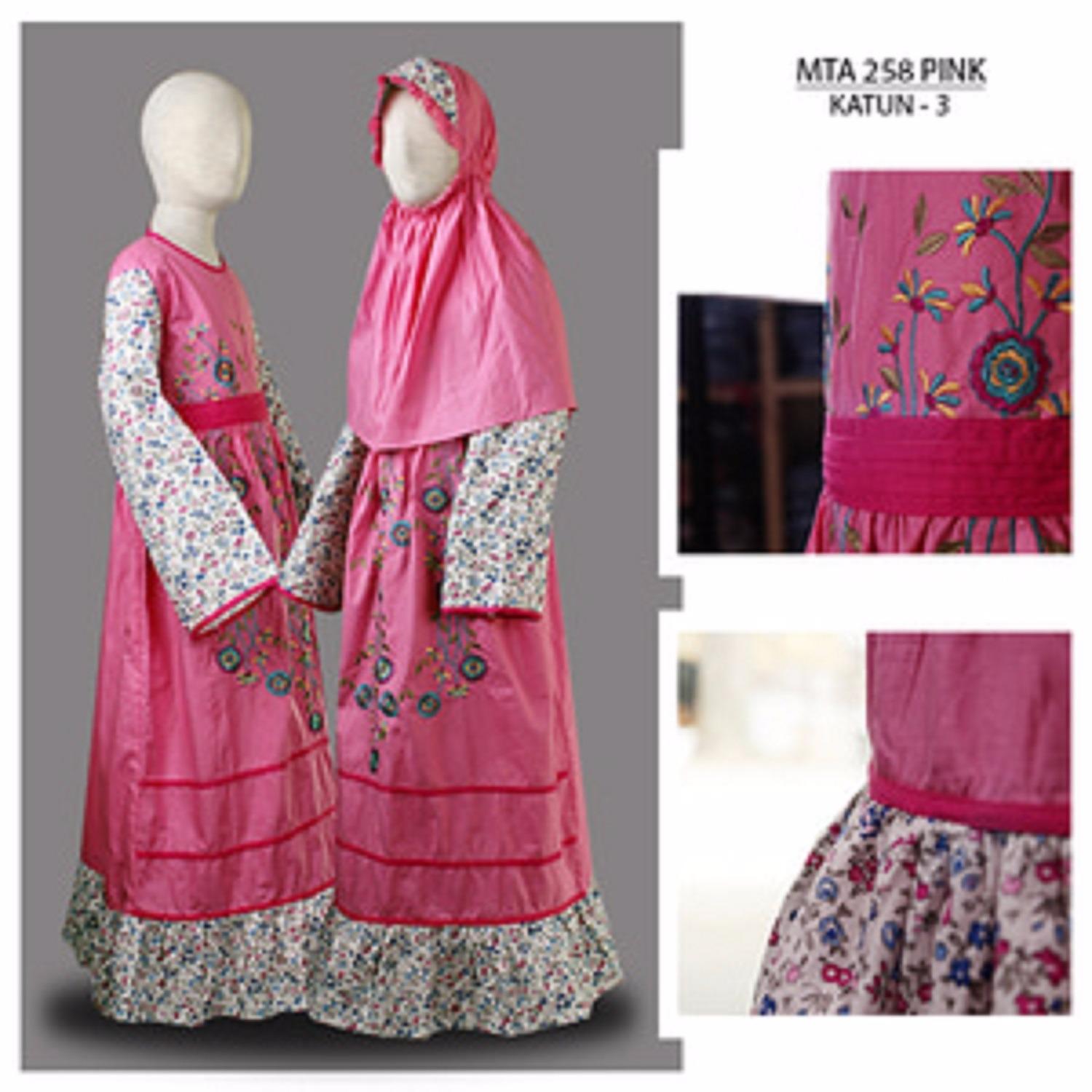 MTA258Pink(10-12tahun) gamis arab anak perempuan jersey kaos branded
