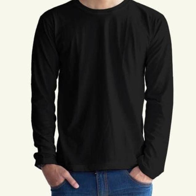 Baju Kaos Polos Lengan Panjang - Hitam