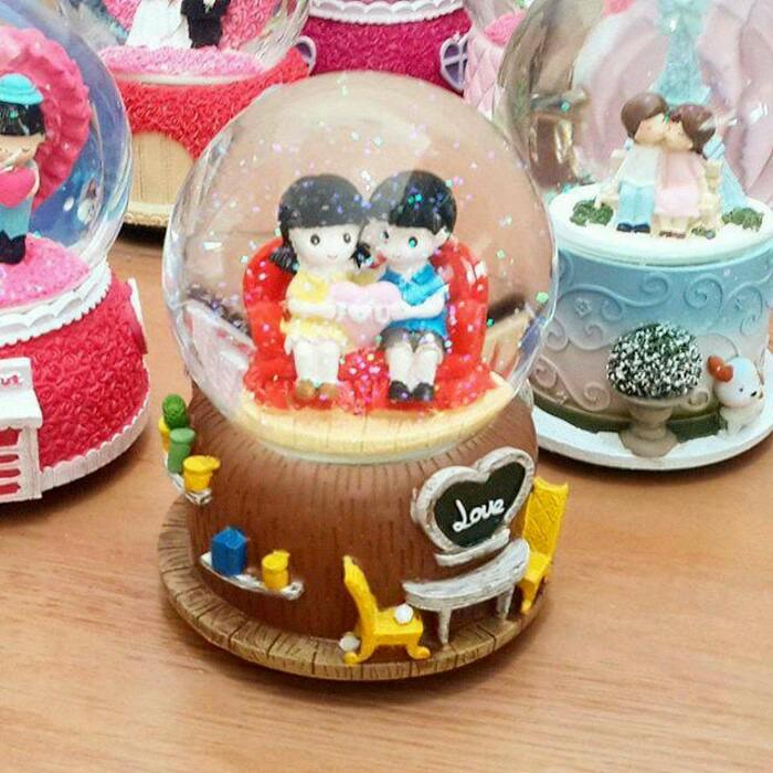 VALENTINE - KOTAK MUSIK SNOWBALL WATER BALL MUSIC BOX ukuran JUMBO PUTAR DAN MUSIK