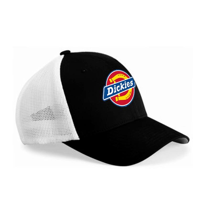 Topi Trucker Distro Dickies USA - Hitam Jring Putih Premium