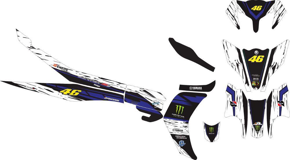 Stiker Striping Decal Motor New Jupiter Z Monster Energy V2 Blue Grade B