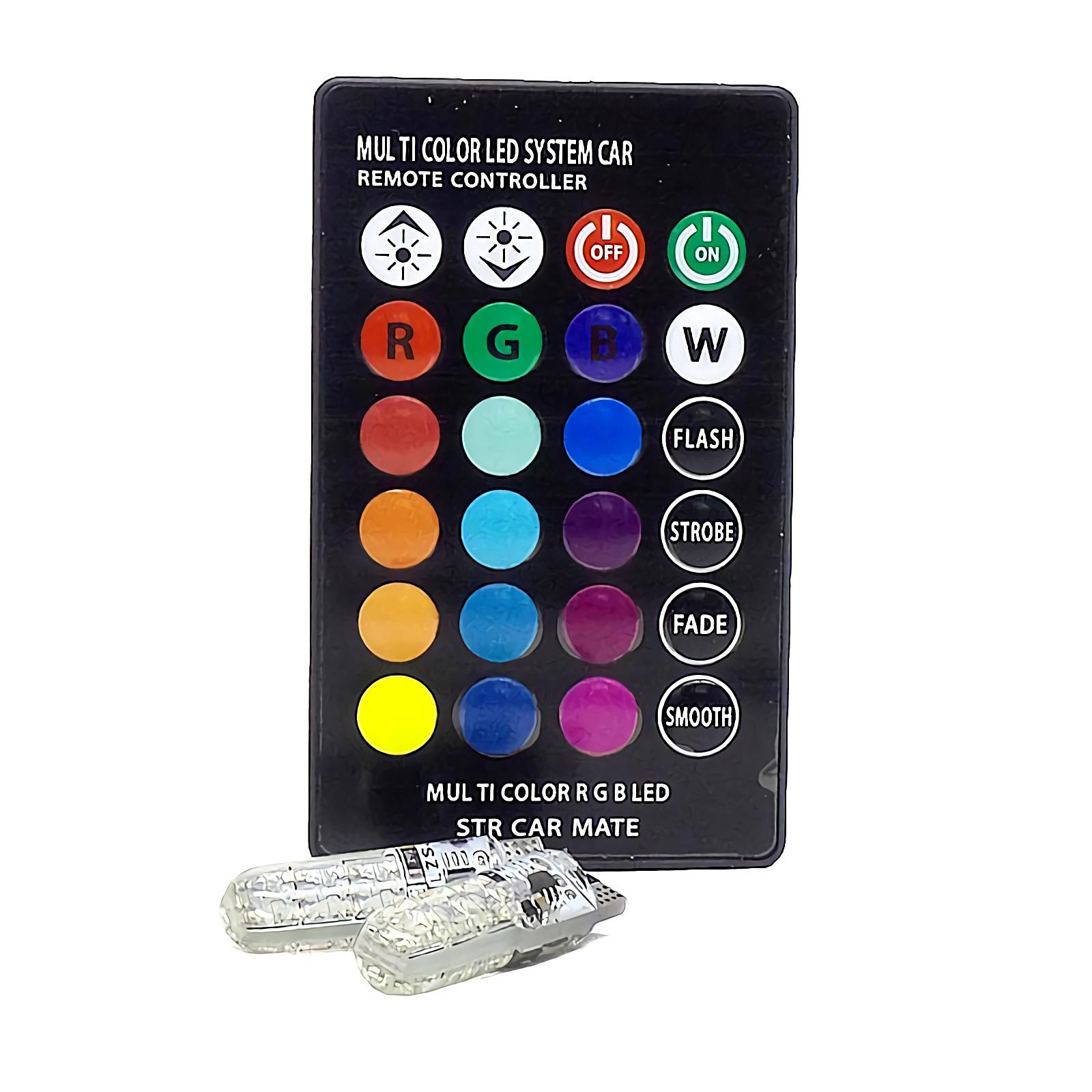 OTOMOBIL Lampu LED TE-T10-RGB Bohlam Tancap Mobil Motor Warni