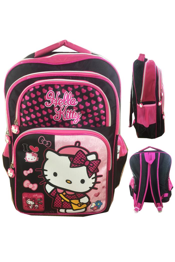 Tas Backpack Branded Wanita Cantik Berkelas Tas Ransel Sekolah Anak SD Hello Kitty Black Pink Prada