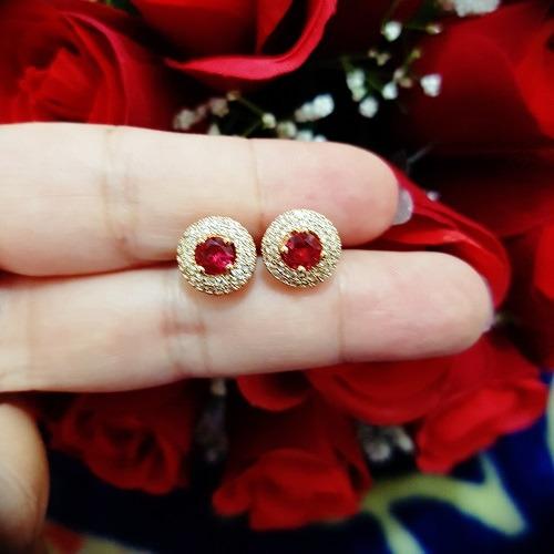 anting gold batu merah hitam hijau xuping cantik