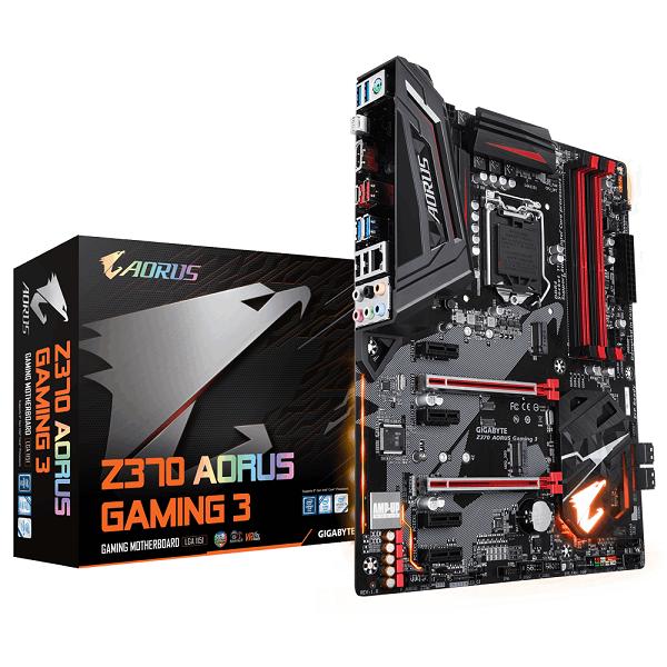 Gigabyte Motherboard Z370 Aorus Gaming 3 - (LGA1151/ Z370/ ATX/ 3xM.2/ M.2 Thermal Guard / Front USB 3.1 /ESS Sabre DAC /RGB Fusion/ Fan Stop /SLI/ATX Standart) - Hitam
