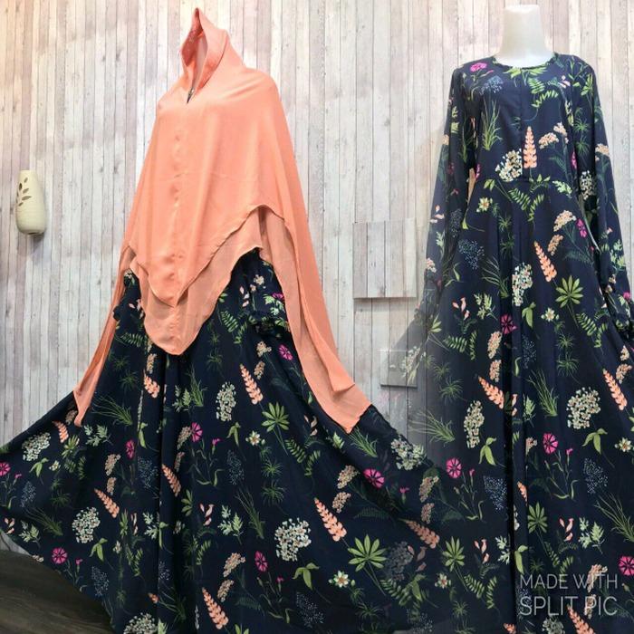 Adzra Gamis Murah syari /busana muslim wanita - Andhara Dress - Dongker