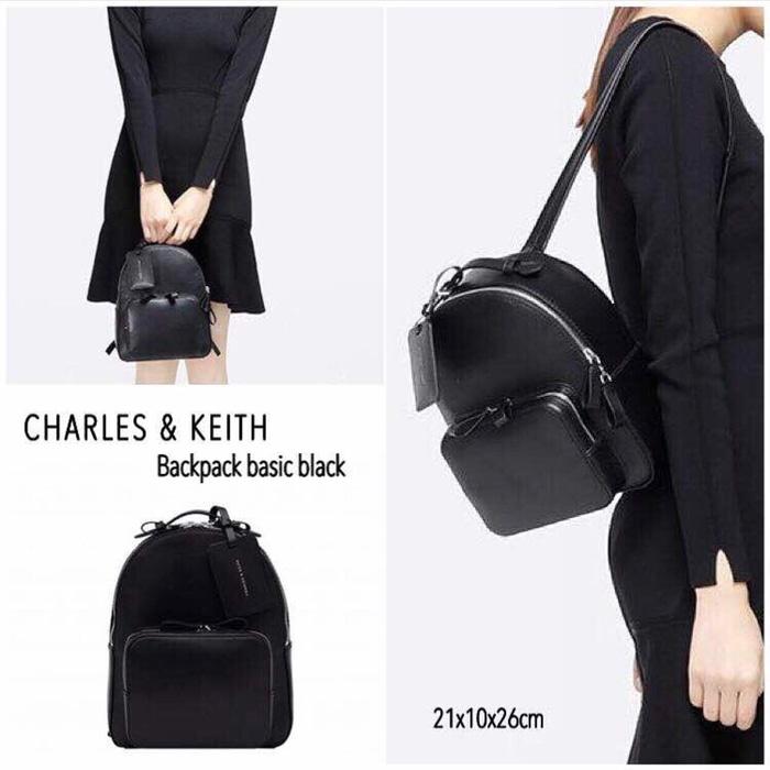 Tas wanita cewek branded Charles and keith CK backpack ransel import