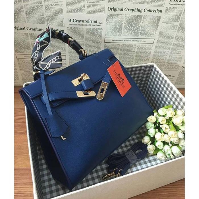 Hermes Kelly Taiga Large Navy