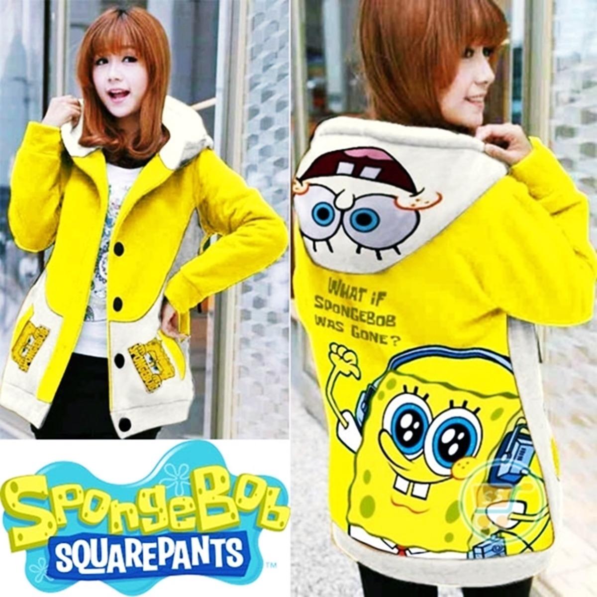 Promo...!!! JAKET SPONGEBOB HOODIE KOREA JACKET MANTEL CEWECOWO COUPLE BLAZER COAT